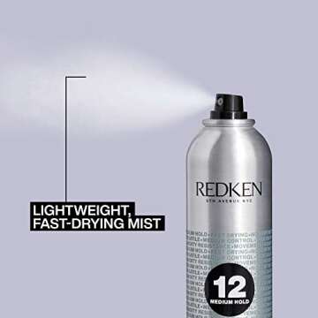 Redken Brushable Hairspray 12 | Flexible Medium Hold with Natural Finish | Protects Against Frizz & Humidity | For All Hair Types | 1.9 Oz
