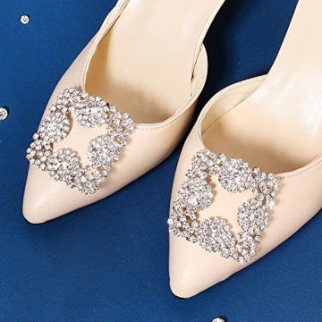 Chargances Rhinestone Wedding Shoe Clips for Stylish Elevation