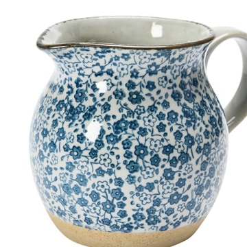 Hand-Painted Floral Print Pitcher - Creative Co-Op 16 oz