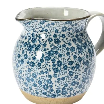 Hand-Painted Floral Print Pitcher - Creative Co-Op 16 oz