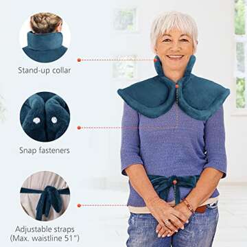 COMFIER Heating Pad for Back, Electric Large Heating pad for Neck and Shoulders,Fast Heated Wrap, Auto Shut Off & 3 Heat Settings,Wearable Wrap Around Heat Pads for Full Body,Washable,Blue
