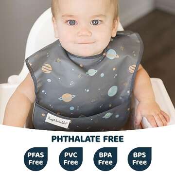 Tiny Twinkle Mess-Proof Baby Bib - Waterproof Bib for Baby Boy or Girl - Machine Washable - Adjustab...