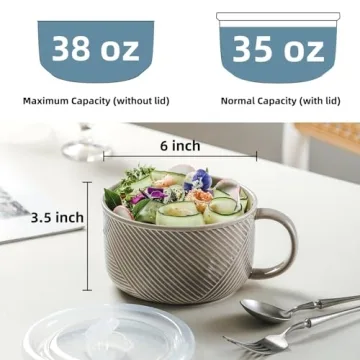 Adewnest Jumbo Soup Mug: 38 OZ Ceramic Bowl with Lid