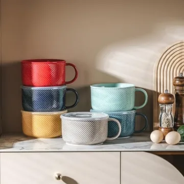 Adewnest Jumbo Soup Mug: 38 OZ Ceramic Bowl with Lid