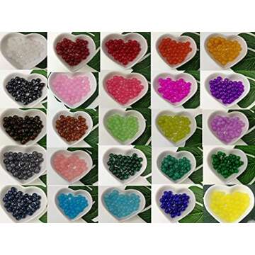 Pamir Tong 1000PCS 8mm Glass Round Beads Bulk， Imitative Jade Beads, Bracelet Loose Beads for Jewe...