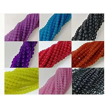 Pamir Tong 1000PCS 8mm Glass Round Beads Bulk， Imitative Jade Beads, Bracelet Loose Beads for Jewelry Making Earring, Necklaces, and DIY Crafts