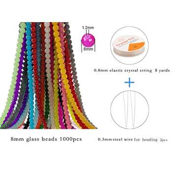 Pamir Tong 1000PCS 8mm Glass Round Beads Bulk， Imitative Jade Beads, Bracelet Loose Beads for Jewelry Making Earring, Necklaces, and DIY Crafts