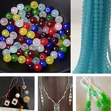 Pamir Tong 1000PCS 8mm Glass Round Beads Bulk， Imitative Jade Beads, Bracelet Loose Beads for Jewelry Making Earring, Necklaces, and DIY Crafts