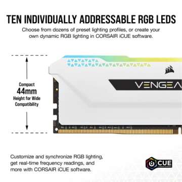 CORSAIR VENGEANCE RGB PRO SL DDR4 RAM 32GB (2x16GB) 3600MHz CL18-22-22-42 1.35V Intel AMD Desktop Computer Memory - White (CMH32GX4M2D3600C18W)