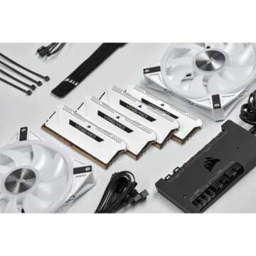 CORSAIR VENGEANCE RGB PRO SL DDR4 RAM 32GB (2x16GB) 3600MHz CL18-22-22-42 1.35V Intel AMD Desktop Computer Memory - White (CMH32GX4M2D3600C18W)