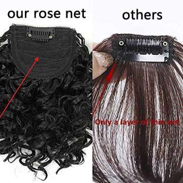 G&T Wig Curly Bangs for Black Women Short Afro Kinky Curly Bangs Clip in Bangs(1B,single bangs)