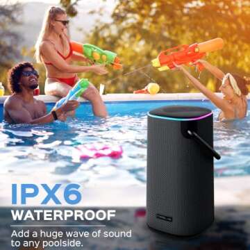 Loud 60W Stereo Sound with Deep Bass, Powerbank Function, 25H Playtime, IPX6 Waterproof, Portable Bluetooth Speaker with RGB Lights, Dual Pairing, Ideal for Outdoor Adventures, Parties, HD-Force