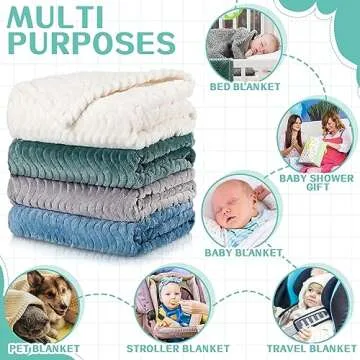 Frienda 4 Pcs Baby Fuzzy Blanket Fluffy Baby Blanket for Boys Girls Soft Warm Infant Newborn Toddler Receiving Nursery Bed Supplies, 32 x 24 Inch(Light Color)