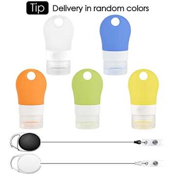 Linkidea Portable Silicone Travel Bottles Set, Empty Hand Soap Bottles Refillable Container for Toil...