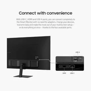 SAMSUNG 32-Inch M7 (M70D) Series 4K UHD Smart Monitor with Streaming TV, Speakers, HDR10, USB-C, Multiple Ports, Gaming Hub, SolarCell Remote, Vision Accessibility Tools, LS32DM702UNXGO, 2024, Black