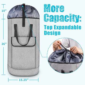 pheswisom Laundry Backpack Bag, 105L College Laundry Bag Heavy Duty Extra Large with Straps, Sturdy ...