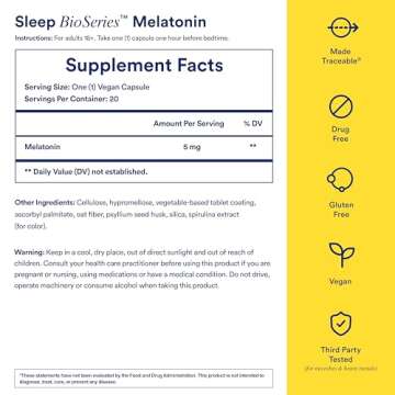 Ritual Sleep BioSeries™ Melatonin: Sleep Aid for Adults, Sleep Supplement with Time Released Capsules, Drug Free Sleep Vitamins for Adults for All Night Sleep Support, 20 Capsules