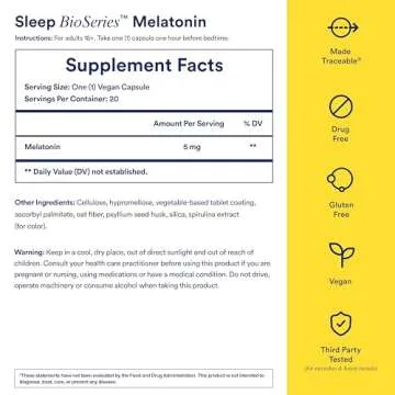 Ritual Sleep BioSeries™ Melatonin: Sleep Aid for Adults, Sleep Supplement with Time Released Capsules, Drug Free Sleep Vitamins for Adults for All Night Sleep Support, 20 Capsules