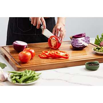 OAKSWARE Cutting Boards, 24 x 18 Inch Extra Extra Large Acacia Wooden Cutting Board for Kitchen, Edge Grain Wood Chopping Board with Juice Groove and Handles, Pre-Oiled Carving Tray for Meat & Cheese