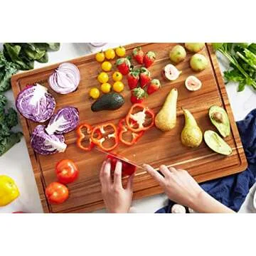 OAKSWARE Cutting Boards, 24 x 18 Inch Extra Extra Large Acacia Wooden Cutting Board for Kitchen, Edge Grain Wood Chopping Board with Juice Groove and Handles, Pre-Oiled Carving Tray for Meat & Cheese