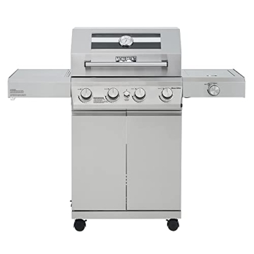 Monument Grills Larger 4-Burner Propane Gas Grill – Stainless Steel Heavy-Duty Cabinet Style with ...