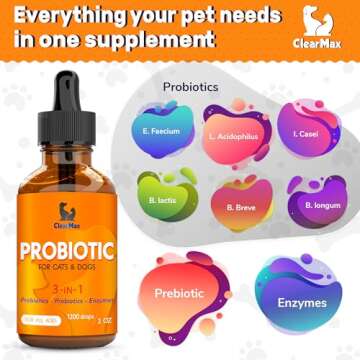 Probiotics for Dogs of All Ages – Natural Probiotics for Dogs Liquid Form – Natural Supplement for Cats with Organic Ingredients – + Prebiotics – Herbal Taste – 2 oz