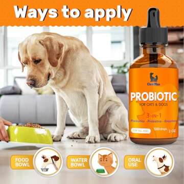 Probiotics for Dogs of All Ages – Natural Probiotics for Dogs Liquid Form – Natural Supplement for Cats with Organic Ingredients – + Prebiotics – Herbal Taste – 2 oz