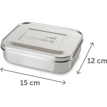 LunchBots Medium Duo Snack Container - Divided Stainless Steel Food Container - Two Sections and a S...