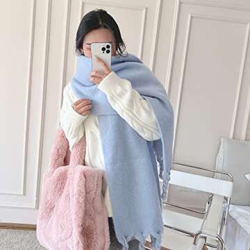 OUNIYA Big Chunky Plaid Scarf Colorful Checked Oversized Thick Scarves Soft Large Cashmere Wool Shaw...