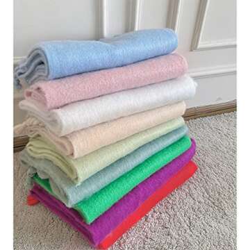 OUNIYA Big Chunky Plaid Scarf Colorful Checked Oversized Thick Scarves Soft Large Cashmere Wool Shawl Winter Warm Blanket Women (solid baby blue)