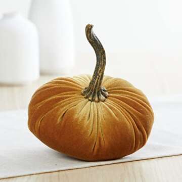 Set of 4 Small Velvet Pumpkins, Thanksgiving tablescape, green pumpkins, gold accent, cozy autumn vibe, fall tiered tray decor, gift set for hostess, hygge home (Luxe Clover, Harvest, Avocado, Gold)