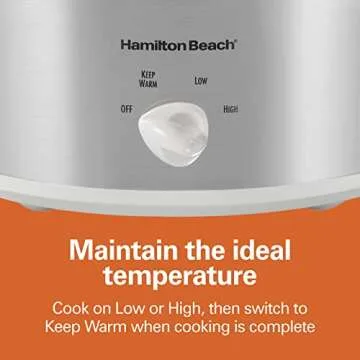 Hamilton Beach 4-Quart Slow Cooker with 3 Cooking Settings, Dishwasher-Safe Stoneware Crock & Glass Lid, Stainless Steel (33140G)