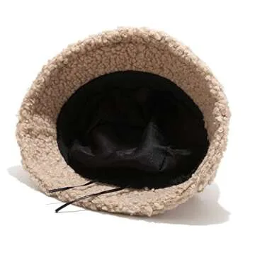 Winter Warm Faux Fur Bucket Hat for Women - Beige