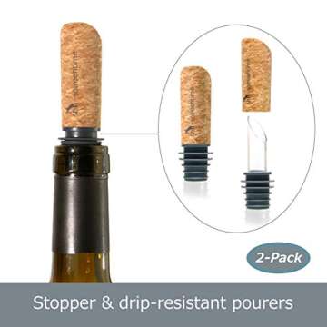 Soireehome Pourist Gourmet Glass & Cork Spouts - 2-pack