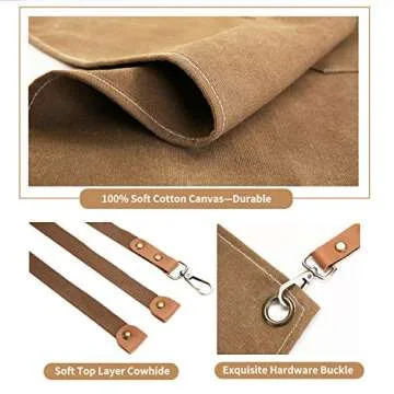 ZOMAO Chef Apron, Adjustable Cotton Canvas with Pockets
