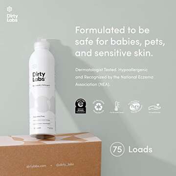 Dirty Labs | Scent Free | Bio-Liquid Laundry Detergent | 75 Loads (20 fl oz) | Hyper-Concentrated | High Efficiency & Standard Machine Washing | Nontoxic, Biodegradable | Stain & Odor Removal