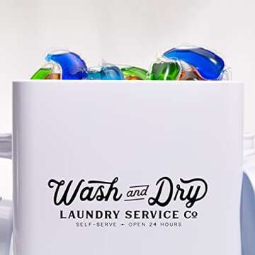 LAKHA Laundry Powder Storage Container | Detergent Powder Storage Tin Containers | 1.6 Gallons Laundry Box | 9" High | White Vintage Farmhouse Decor for Laundry Room