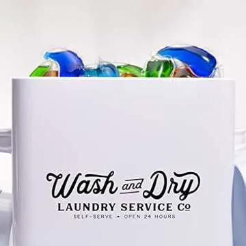 LAKHA Laundry Powder Storage Container | Detergent Powder Storage Tin Containers | 1.6 Gallons Laundry Box | 9" High | White Vintage Farmhouse Decor for Laundry Room