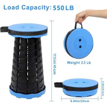 VOLIXOD Foldable Telescoping Stool Portable, Retractable Stool for Adults, Upgraded Collapsible Fold...