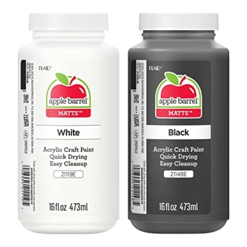 Apple Barrel Acrylic Paint Set, Black and White 16 Fl Oz