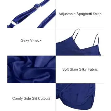 Annenmy Womens Satin Silk Pajamas Set Sexy Cami Shorts Nightwear Sleepwear for Women (Blue, XS)