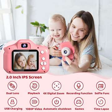 Gqez Upgrade Kids Selfie Camera,Kids Camera for 3-9 Years Old Girls,Children’s Digital Dual Camera Portable Toys for 3 4 5 6 7 8 9 Year Old Girls and Boys Christmas Birthday Gifts with 32GB SD Card…