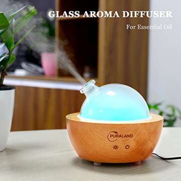 2025 Upgraded Remote Handmade Glass & Real Wood Essential Oil Diffuser, Aromatherapy Diffuser, 200ml...