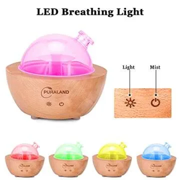 2025 Upgraded Remote Handmade Glass & Real Wood Essential Oil Diffuser, Aromatherapy Diffuser, 200ml Aroma Humidifier, Cool Mist with 7 LED Colors, Waterless Auto Shut-Off for Home Office Bedroom Gift