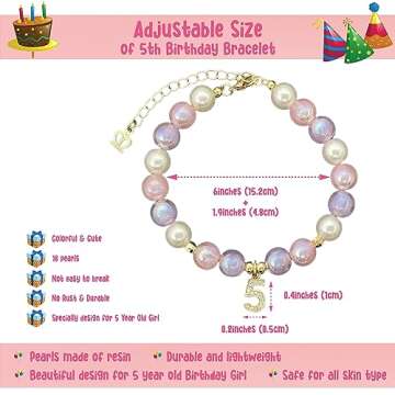 ZomefinKiu Charm Bracelet for 5 Year Old Girls' Birthday Celebration