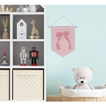 foedor Coquette Pink Bow Canvas Hanging Pennant