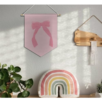 foedor Coquette Pink Bow Canvas Hanging Pennant