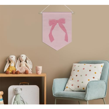 foedor Coquette Pink Bow Canvas Hanging Pennant