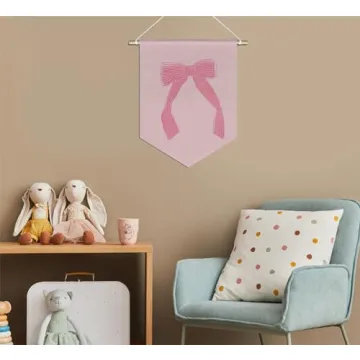 foedor Coquette Pink Bow Canvas Hanging Pennant