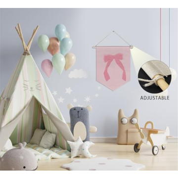 foedor Coquette Pink Bow Canvas Hanging Pennant
